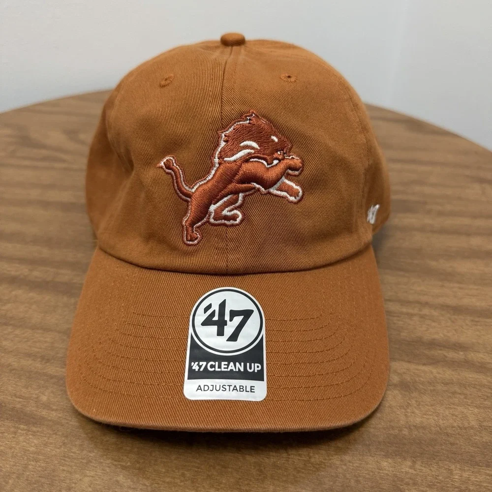 '47‎ Brand Clean Up Detroit Lions Burnt Orange/Khaki Dad Hat Cap NFL Adjustable